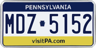 PA license plate MDZ5152