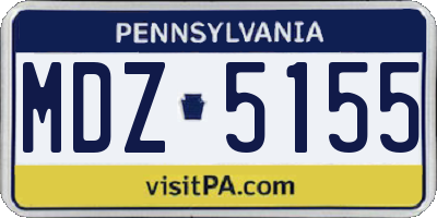 PA license plate MDZ5155