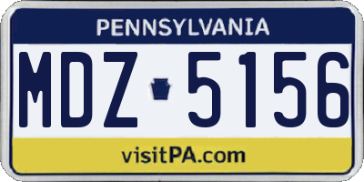 PA license plate MDZ5156