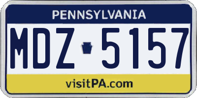 PA license plate MDZ5157