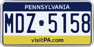 PA license plate MDZ5158