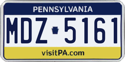 PA license plate MDZ5161