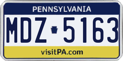 PA license plate MDZ5163