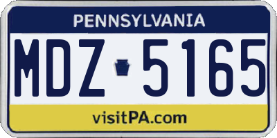 PA license plate MDZ5165