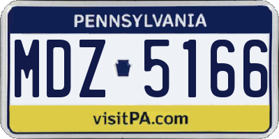PA license plate MDZ5166