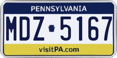 PA license plate MDZ5167
