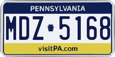 PA license plate MDZ5168