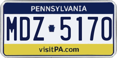 PA license plate MDZ5170
