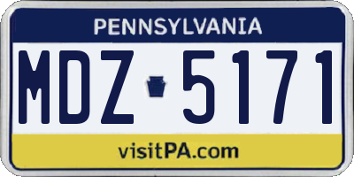 PA license plate MDZ5171