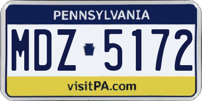 PA license plate MDZ5172