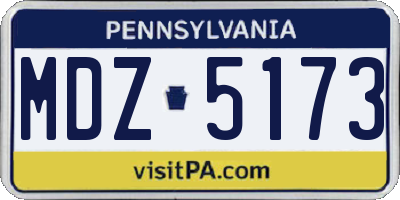 PA license plate MDZ5173