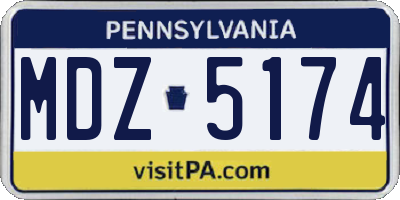 PA license plate MDZ5174
