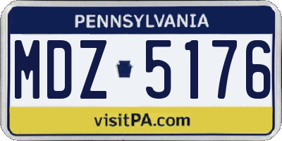 PA license plate MDZ5176