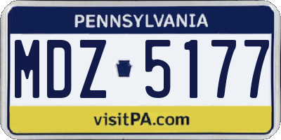 PA license plate MDZ5177
