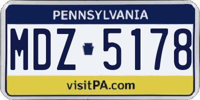 PA license plate MDZ5178