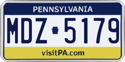 PA license plate MDZ5179