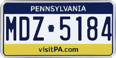 PA license plate MDZ5184