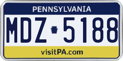 PA license plate MDZ5188