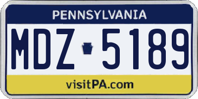 PA license plate MDZ5189