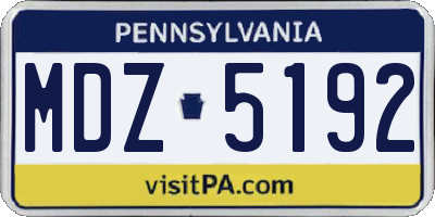 PA license plate MDZ5192