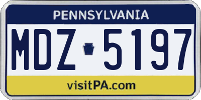 PA license plate MDZ5197