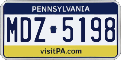 PA license plate MDZ5198