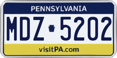 PA license plate MDZ5202
