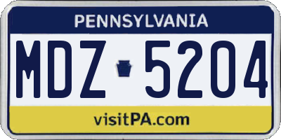 PA license plate MDZ5204