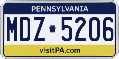 PA license plate MDZ5206