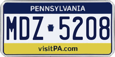 PA license plate MDZ5208