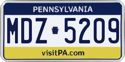 PA license plate MDZ5209
