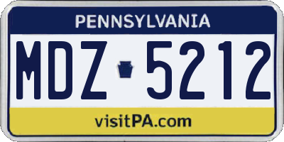 PA license plate MDZ5212