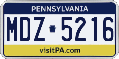 PA license plate MDZ5216