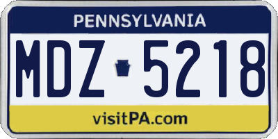 PA license plate MDZ5218