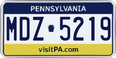 PA license plate MDZ5219