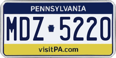 PA license plate MDZ5220
