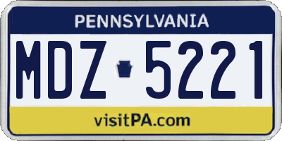 PA license plate MDZ5221