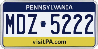 PA license plate MDZ5222
