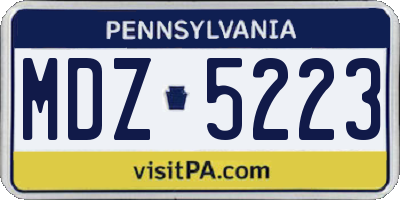 PA license plate MDZ5223