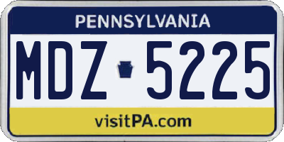 PA license plate MDZ5225