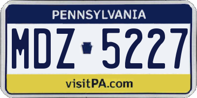 PA license plate MDZ5227