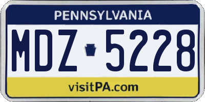 PA license plate MDZ5228