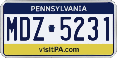 PA license plate MDZ5231