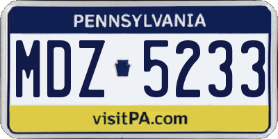 PA license plate MDZ5233