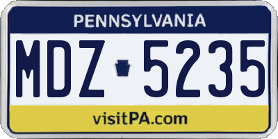 PA license plate MDZ5235