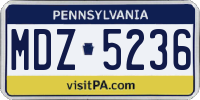 PA license plate MDZ5236