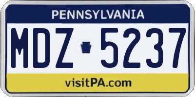 PA license plate MDZ5237