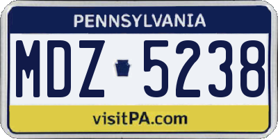 PA license plate MDZ5238