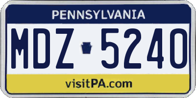 PA license plate MDZ5240