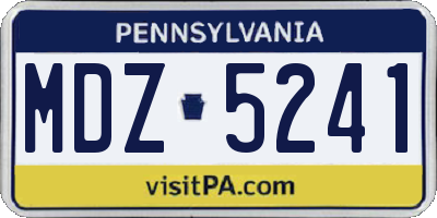 PA license plate MDZ5241
